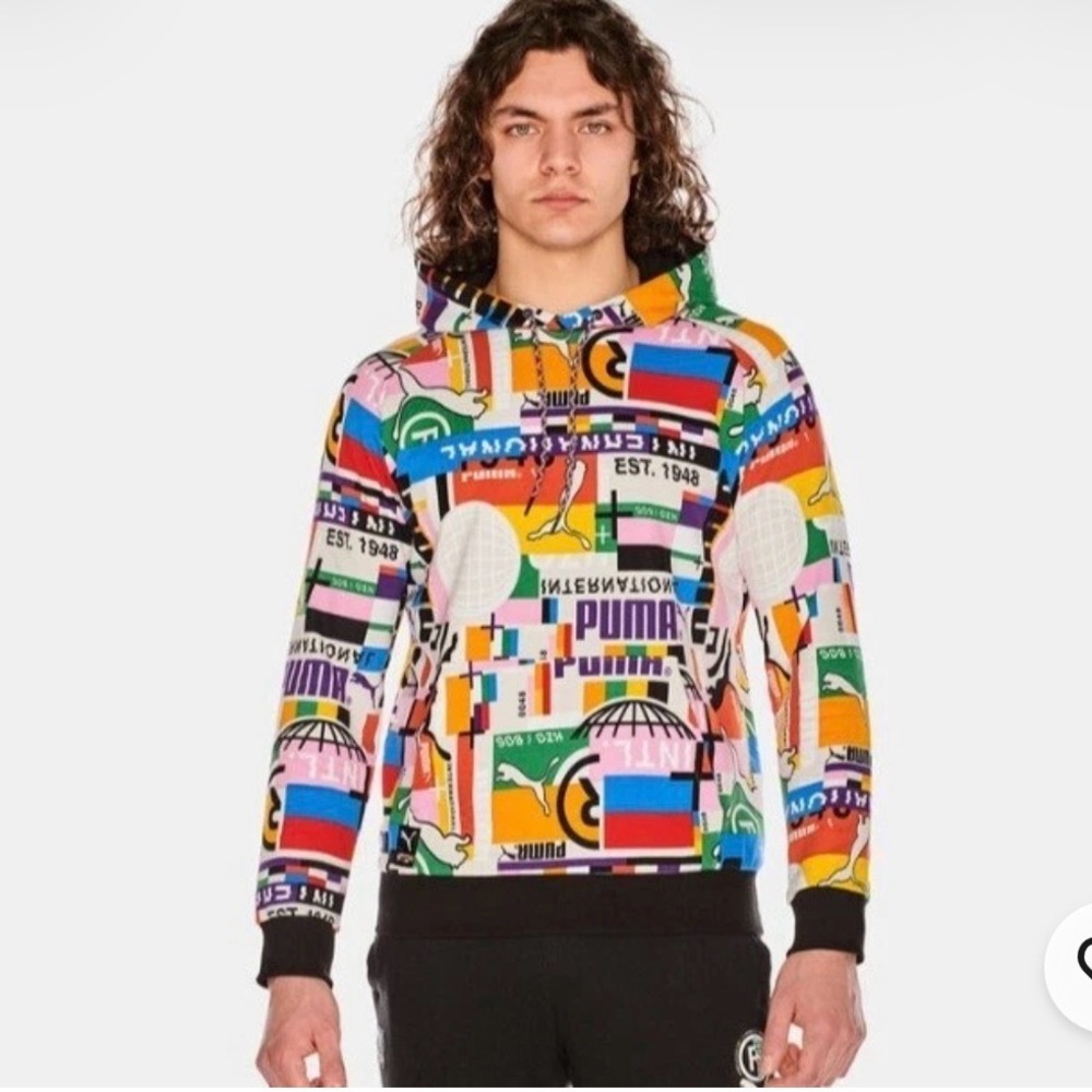 Puma Men's International Hoodie Sweatshirt Size Small/ PTP-20” Colorful